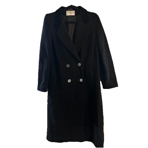 International Scene Jackets & Blazers - Vintage Classic International Scene Black Double Breasted Wool Overcoat Sz 11/12